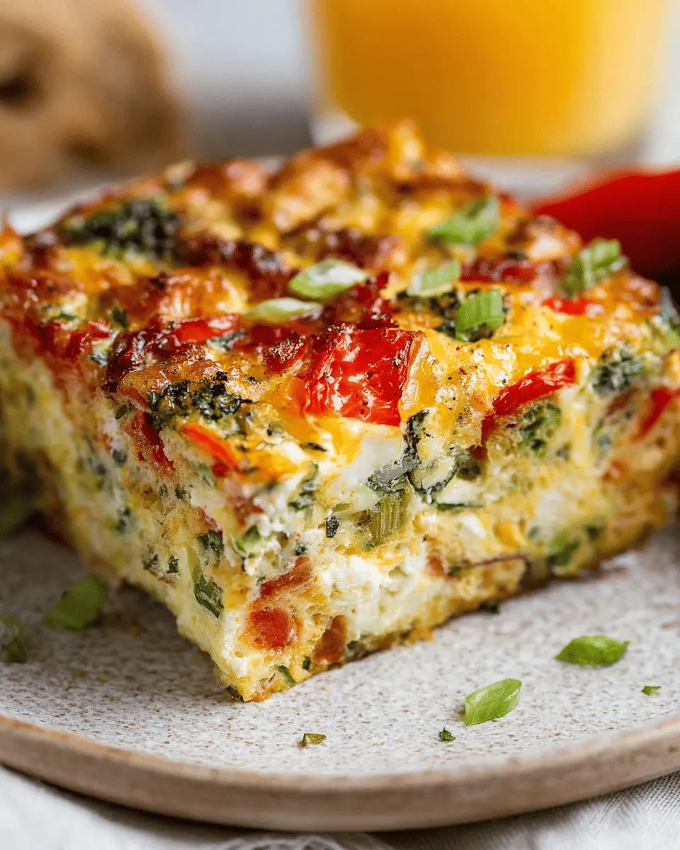 Veggie-Packed Cottage Cheese Egg Bake with Turkey Bacon Delight