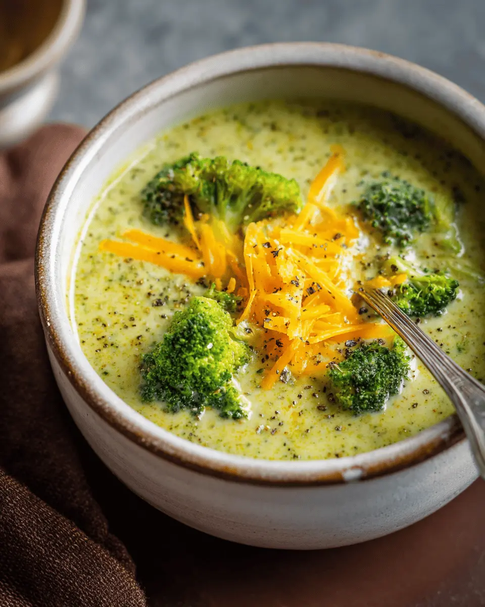 High Protein Broccoli Cheddar Soup with Turkey Bacon Delight