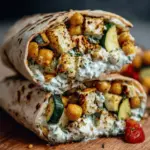 Grilled Zucchini & Feta Chickpea Wrap with Herbed Yogurt