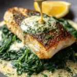 Luscious Lemon-Garlic Seabass with Creamed Spinach