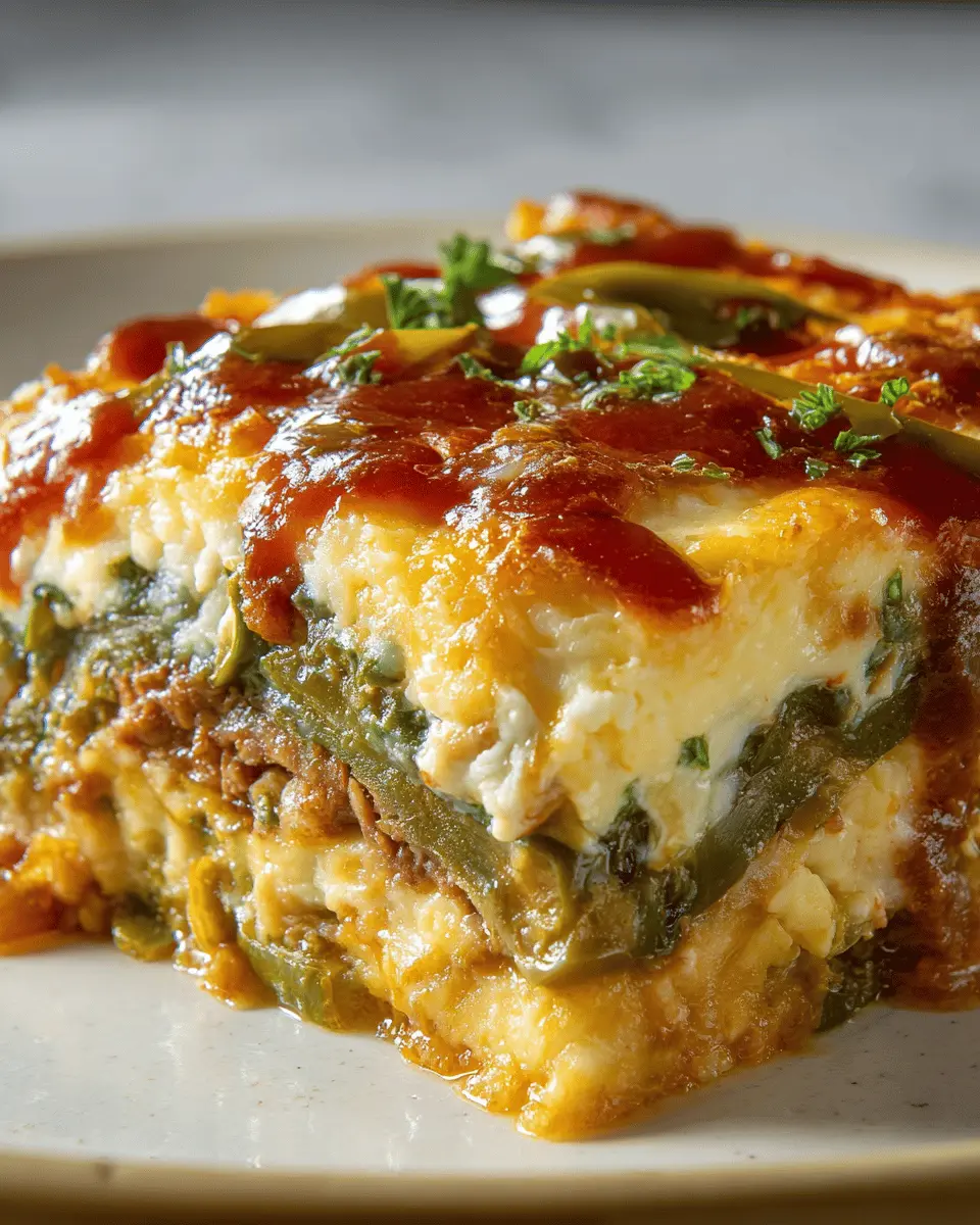 Chile Relleno Casserole with Turkey Bacon and Chicken Ham Delight