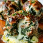 Spinach Garlic Meatballs Stuffed with Mozzarella