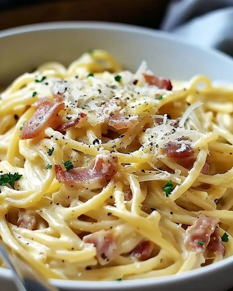 Classic Spaghetti Carbonara: An Easy Twist with Turkey Bacon and Chicken Ham