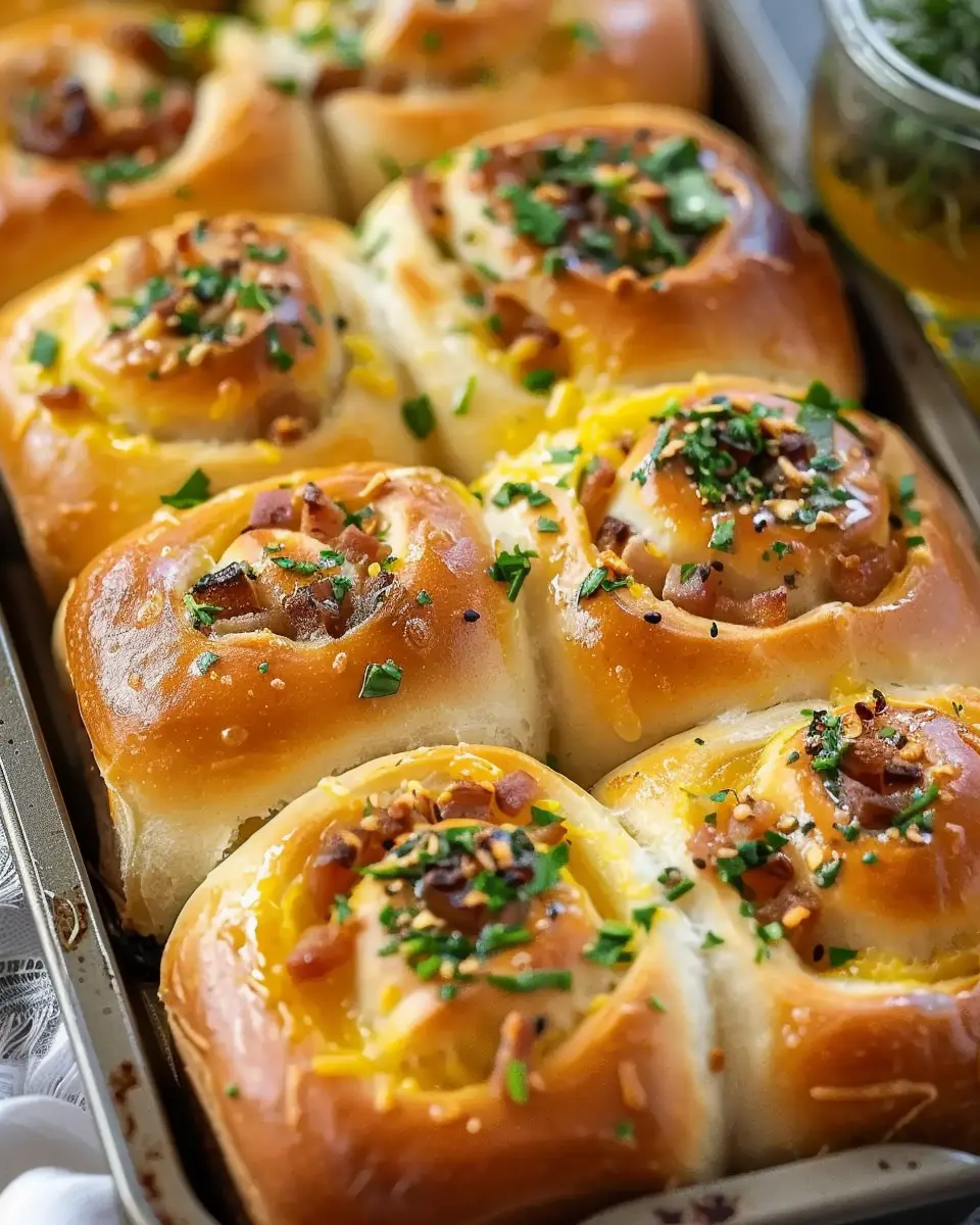Soft and Savory Breakfast Rolls with Turkey Bacon and Chicken Ham