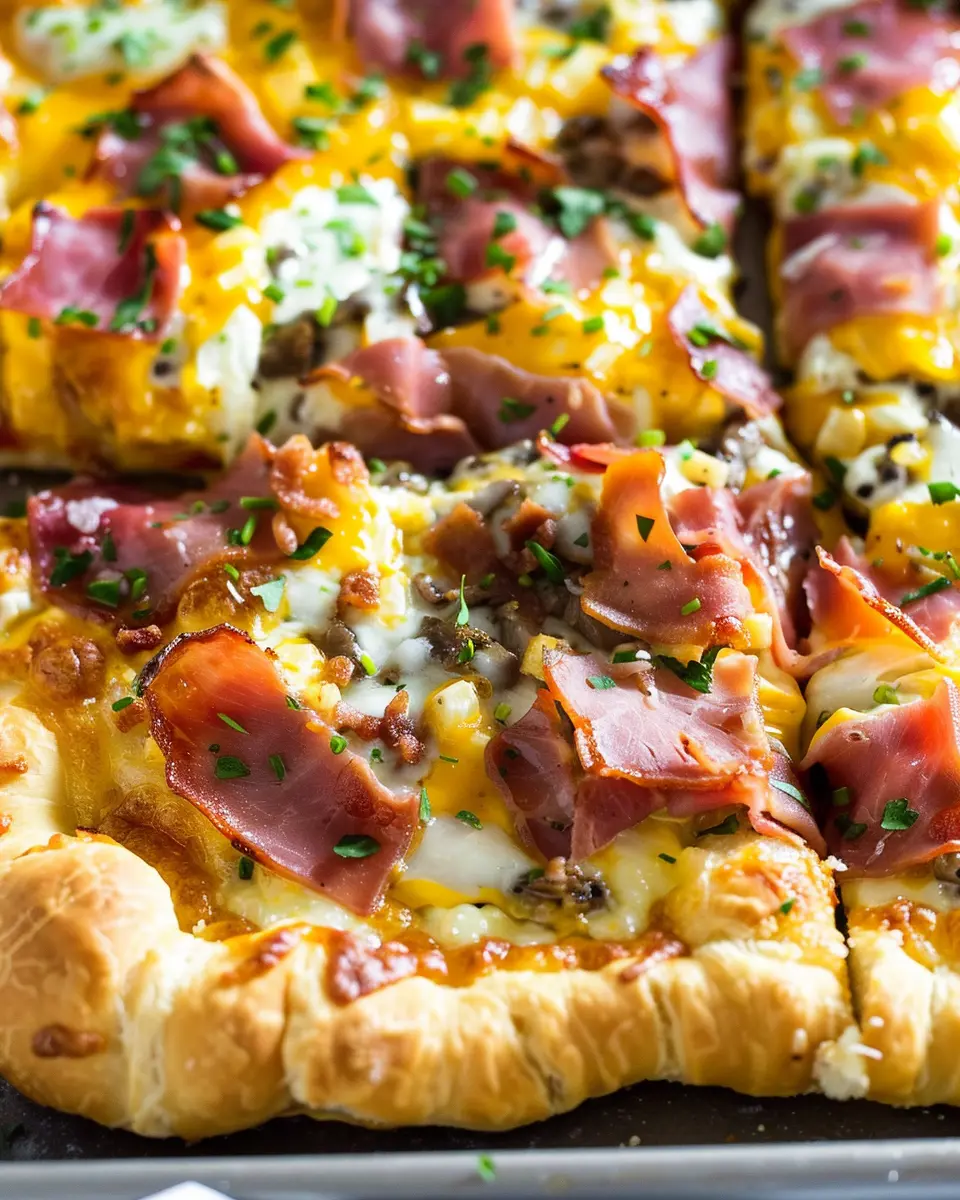 Breakfast pizza with crescent rolls: Easy Turkey Bacon Delight
