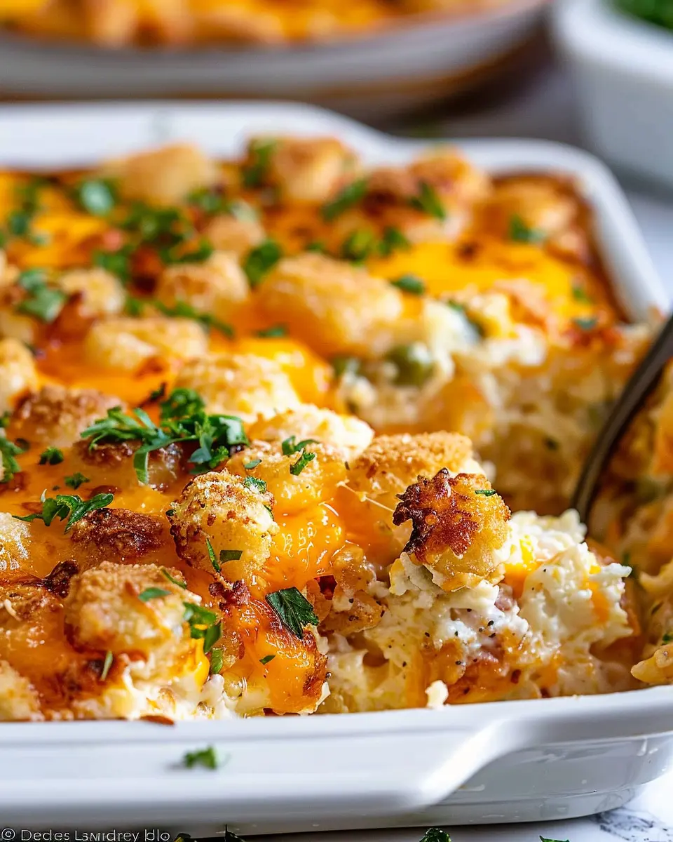 Cracked Out Tater Tot Breakfast Casserole with Turkey Bacon Delight