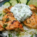 Dump and Bake Chicken Tzatziki and Rice