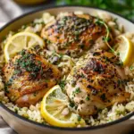 Slow Cooker Lemon Herb Chicken and Rice