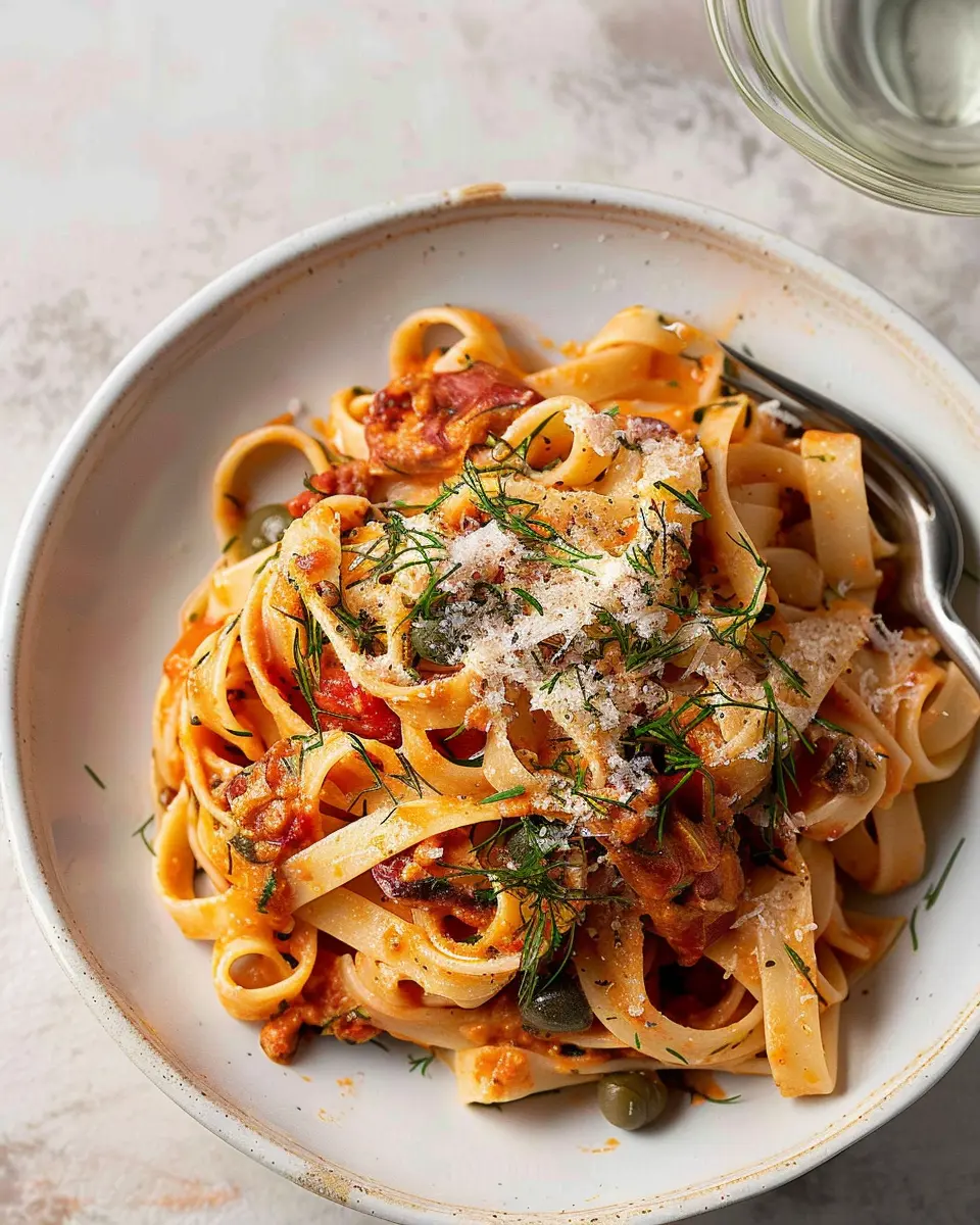 Creamy Sun-Dried Tomato Pasta with Capers and Dill Delight