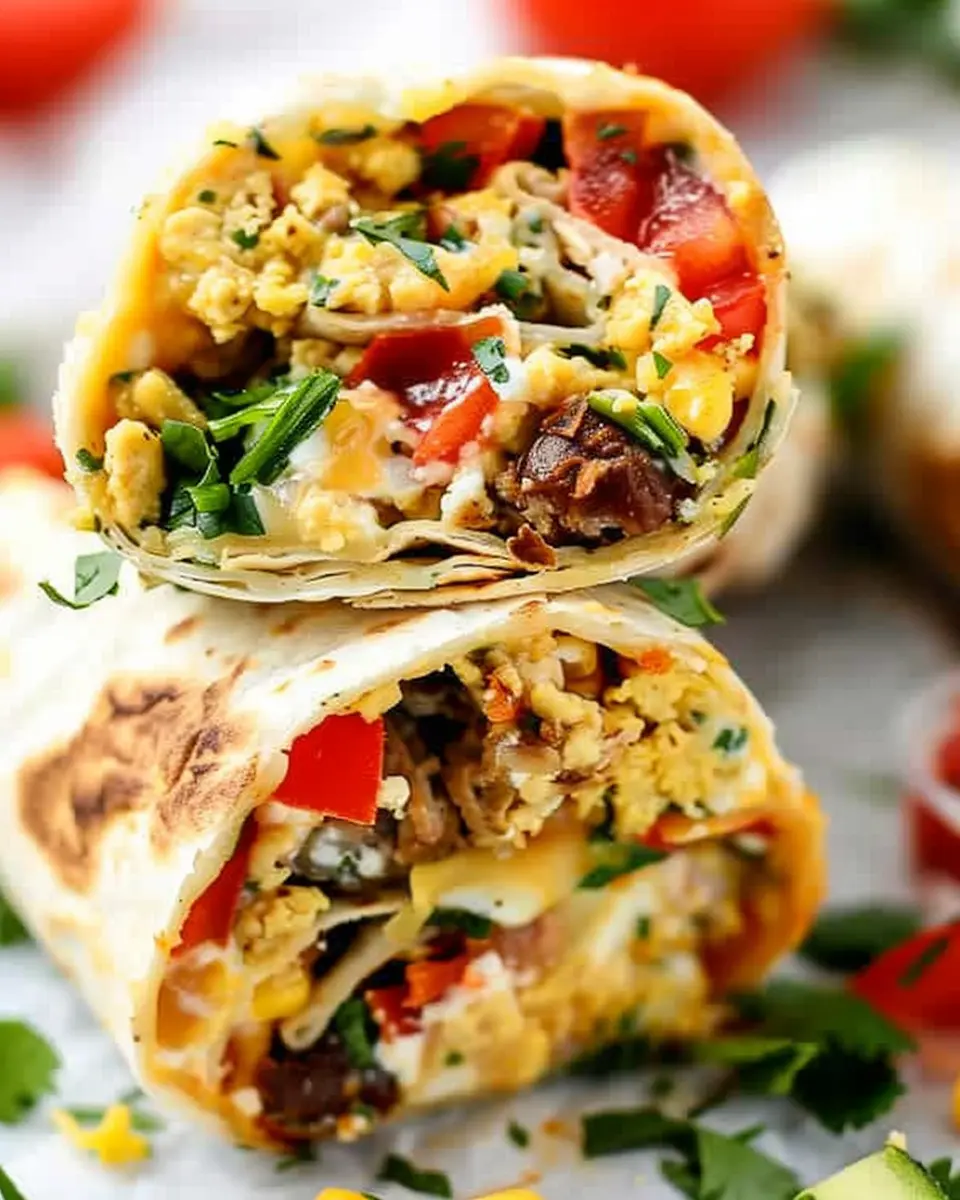 High-Protein Breakfast Burritos with Turkey Bacon and Chicken Ham
