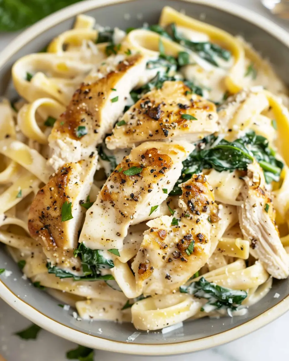 Chicken and Spinach Fettuccine Alfredo: A Creamy Indulgence