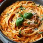 High Protein Creamy Roasted Red Pepper Pasta