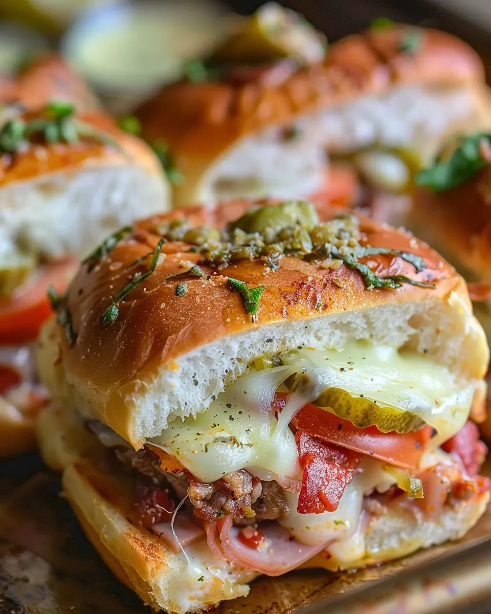 Hot Italian Sub Sliders: Easy Treat with Turkey Bacon and Chicken Ham