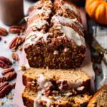 best ever pumpkin bread with pecan streusel & maple glaze