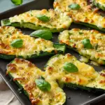 Cheesy Garlic Zucchini Steaks