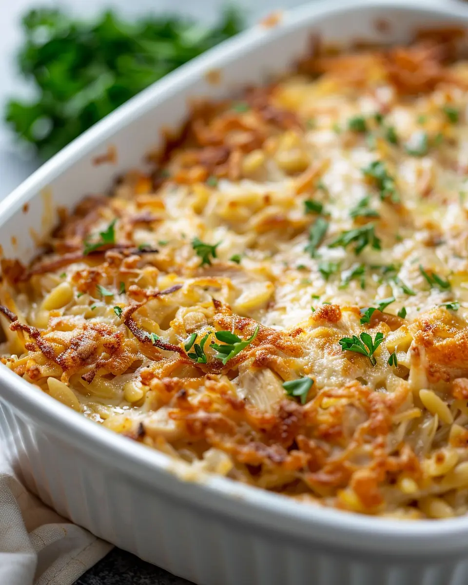 French Onion Chicken Orzo Casserole: The Best Comfort Meal