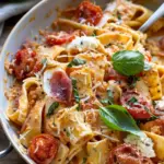 Creamy Roasted Tomato Ricotta Pasta with Crispy Prosciutto