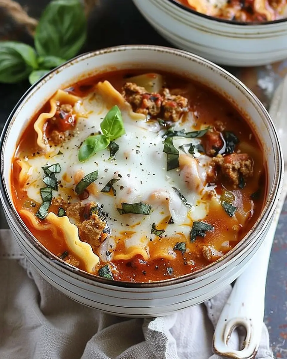 Lasagna Soup: Indulgent Comfort Food with Turkey Bacon and Chicken Ham