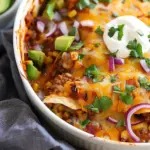 Ground Beef Enchilada Casserole with Corn Tortillas