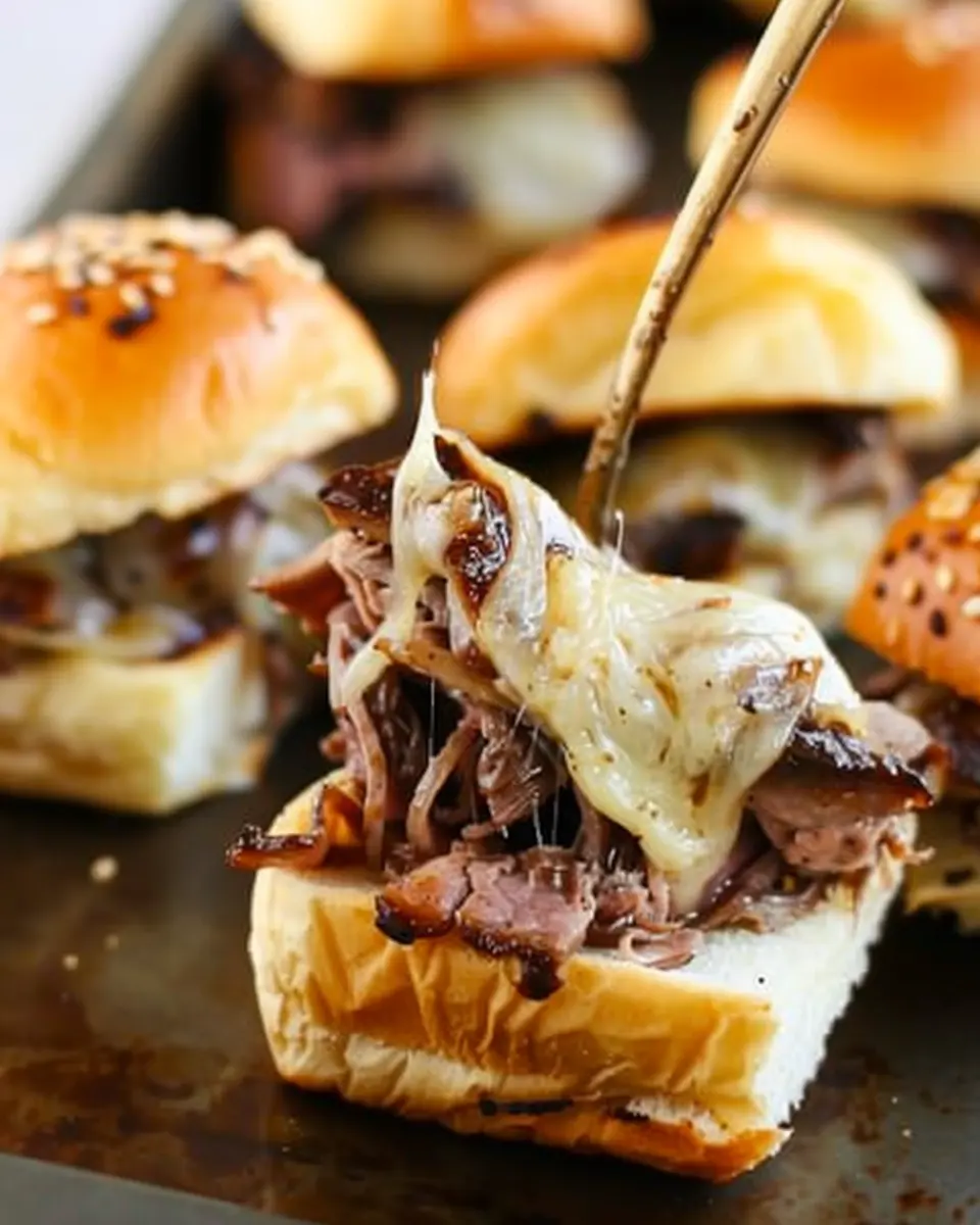 French Dip Sliders: Juicy Turkey Bacon and Chicken Ham Delight
