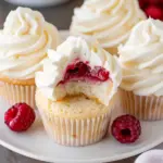 Almond Wedding Cake Cupcakes with Raspberry Filling