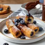French toast rolls with blueberries and Nutella