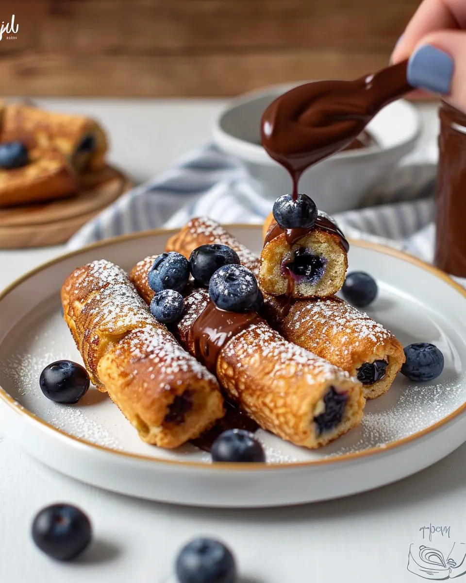 French toast rolls with blueberries and Nutella: Easy and Delicious