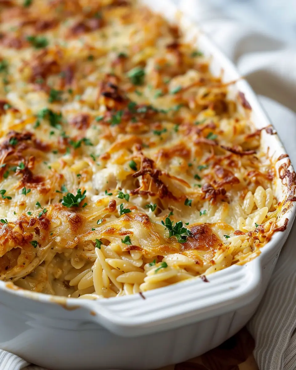 French Onion Chicken Orzo Casserole: Easy Comfort Food Delight