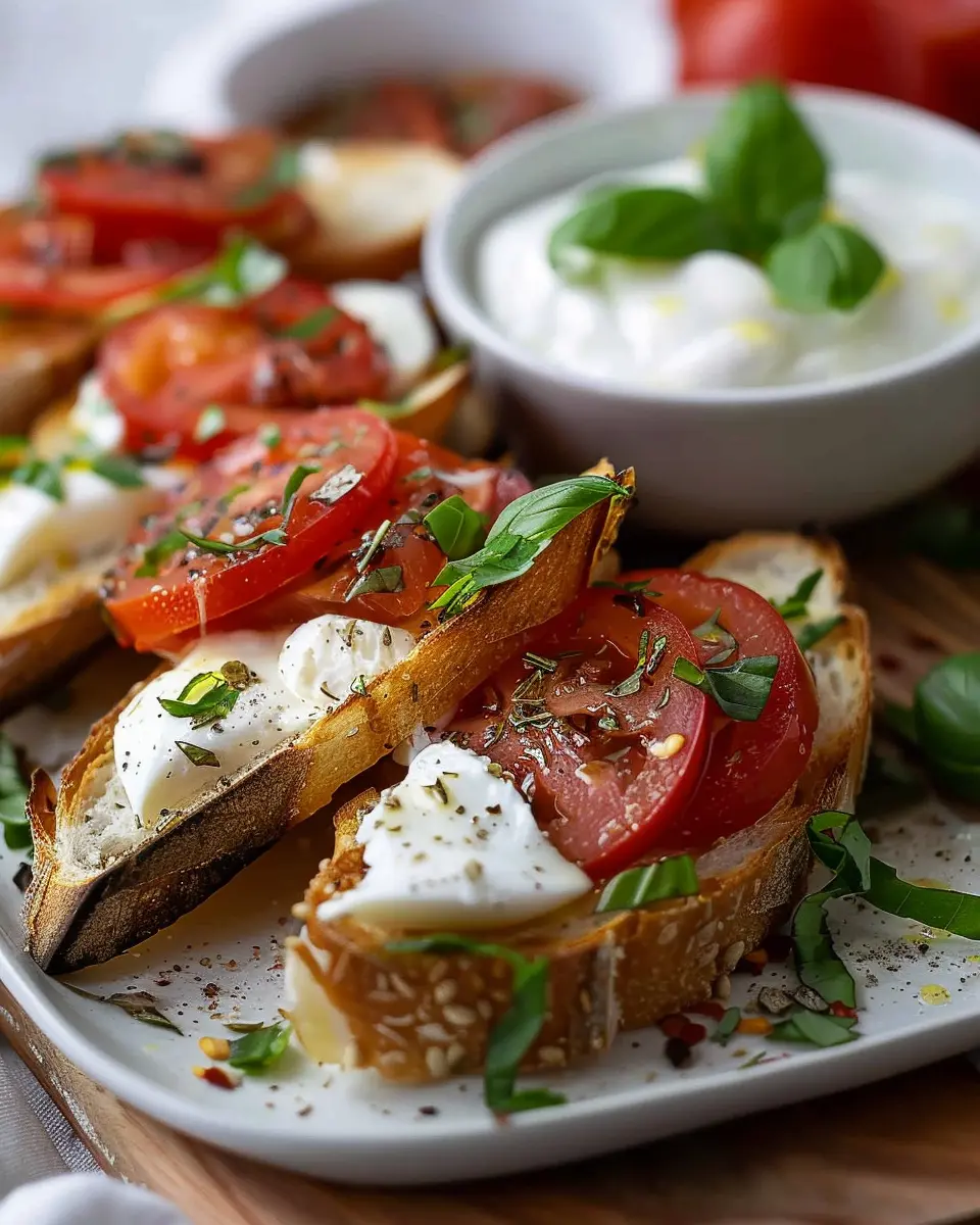 Burrata Bruschetta: Easy Appetizer with Turkey Bacon Delight