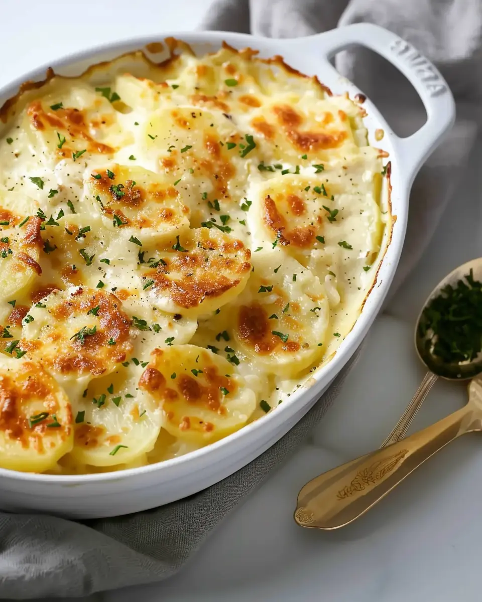Creamy Scalloped Potatoes with Turkey Bacon and Chicken Ham Delight