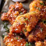 Baked Crunchy Hot Honey Chicken.