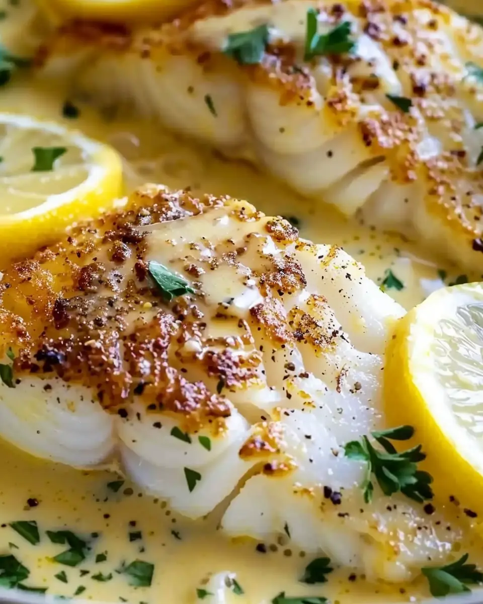 Baked Cod in Coconut Lemon Cream Sauce: Easy and Indulgent Delight