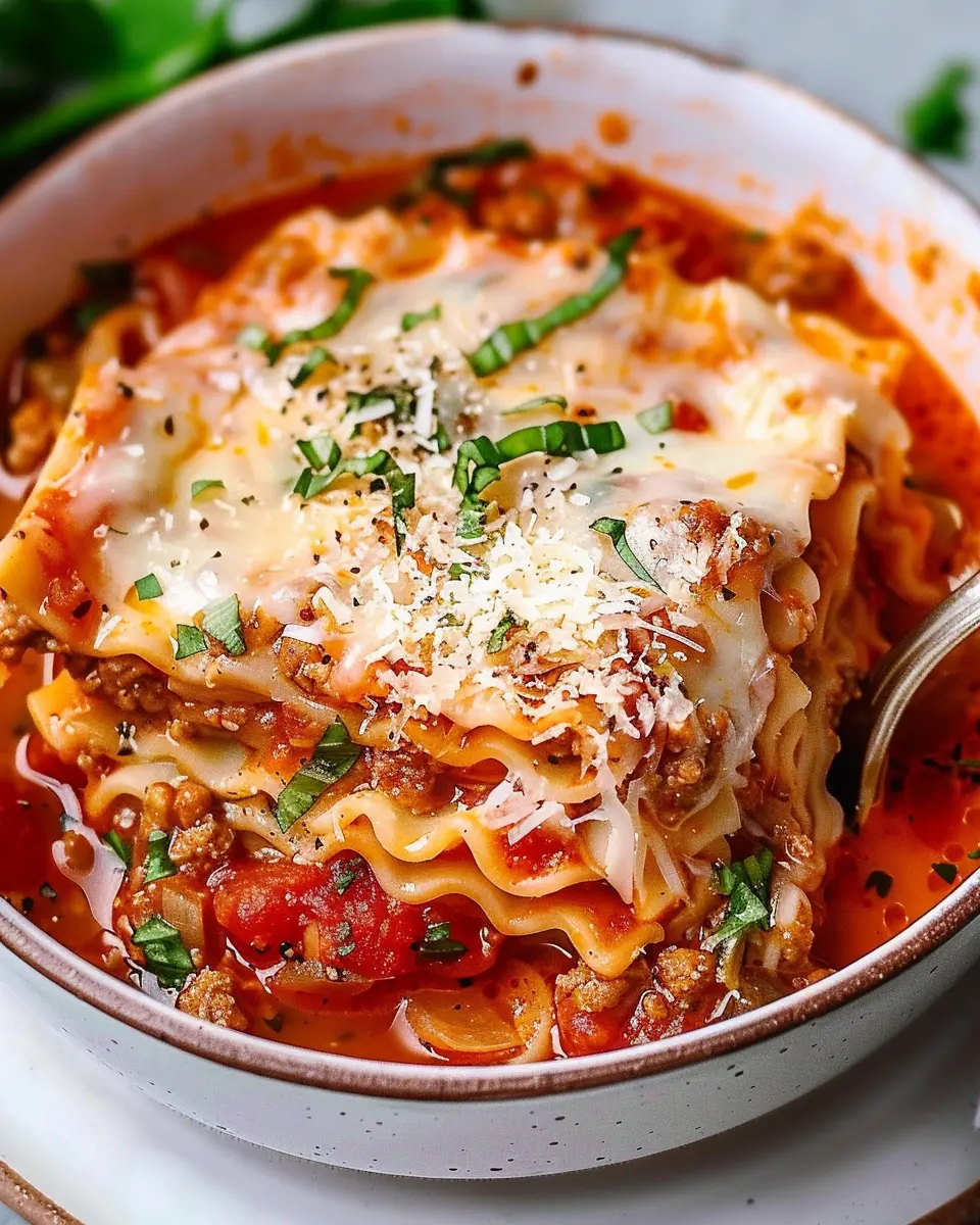 Lasagna Soup: Indulgent Comfort Food with Turkey Bacon and Chicken Ham