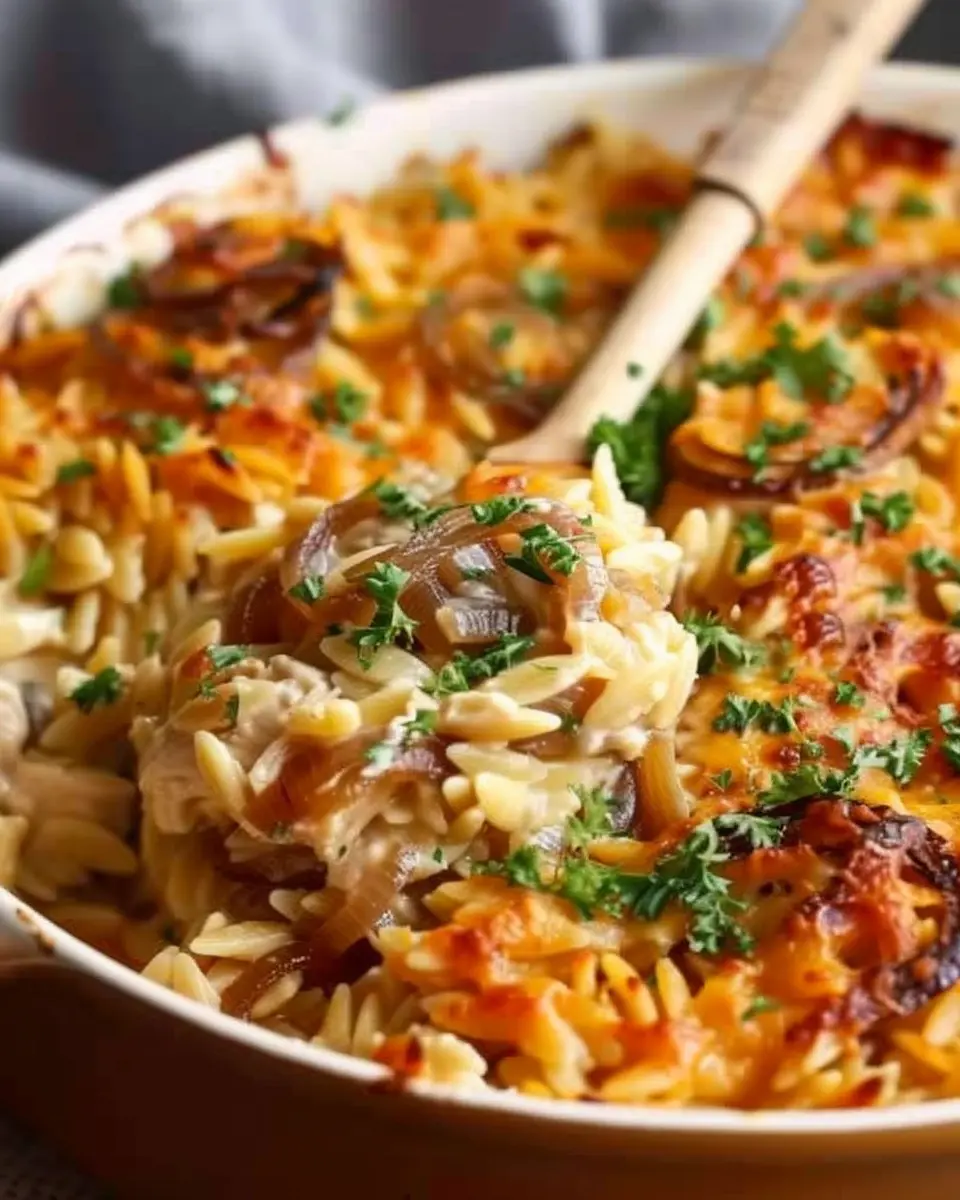 French Onion Chicken Orzo Casserole Recipe – A Cozy Delight