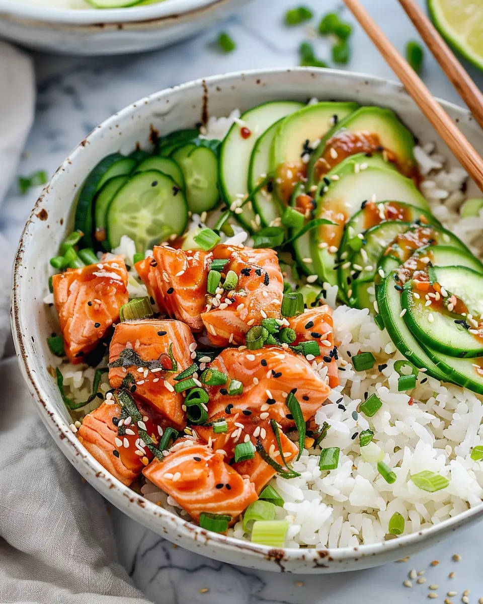 Spicy Salmon Bowls: Easy Coconut Rice Delight for Home Chefs