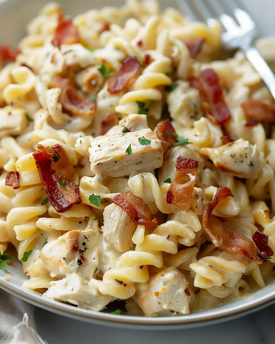 Chicken Bacon Ranch Pasta: Easy Recipe with Turkey Bacon Delight