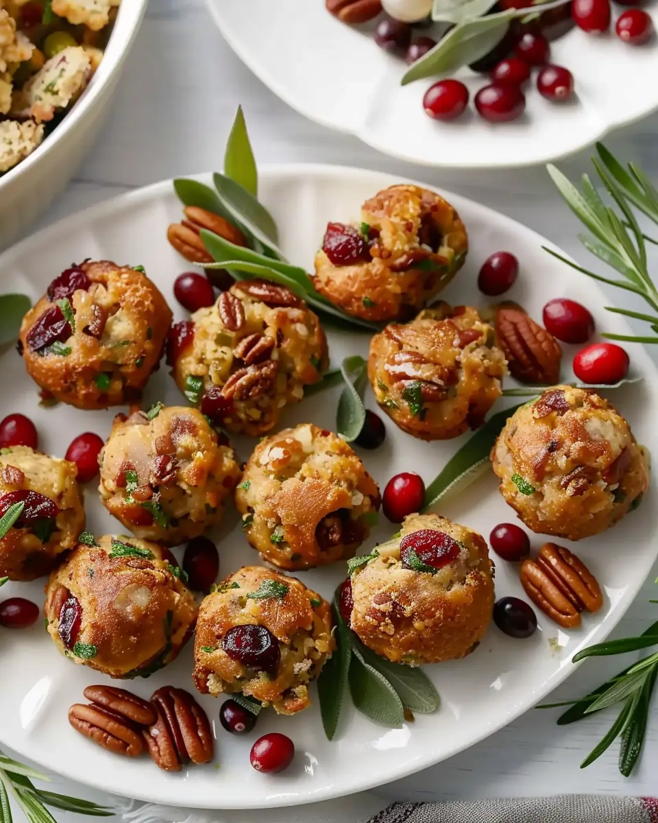 Festive Cranberry Turkey Stuffing Balls: Easy Savory Treats with Sage and Pecans