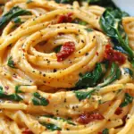 Spaghetti & Spinach with Sun-Dried Tomato Cream Sauce