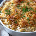 French Onion Chicken Orzo Casserole