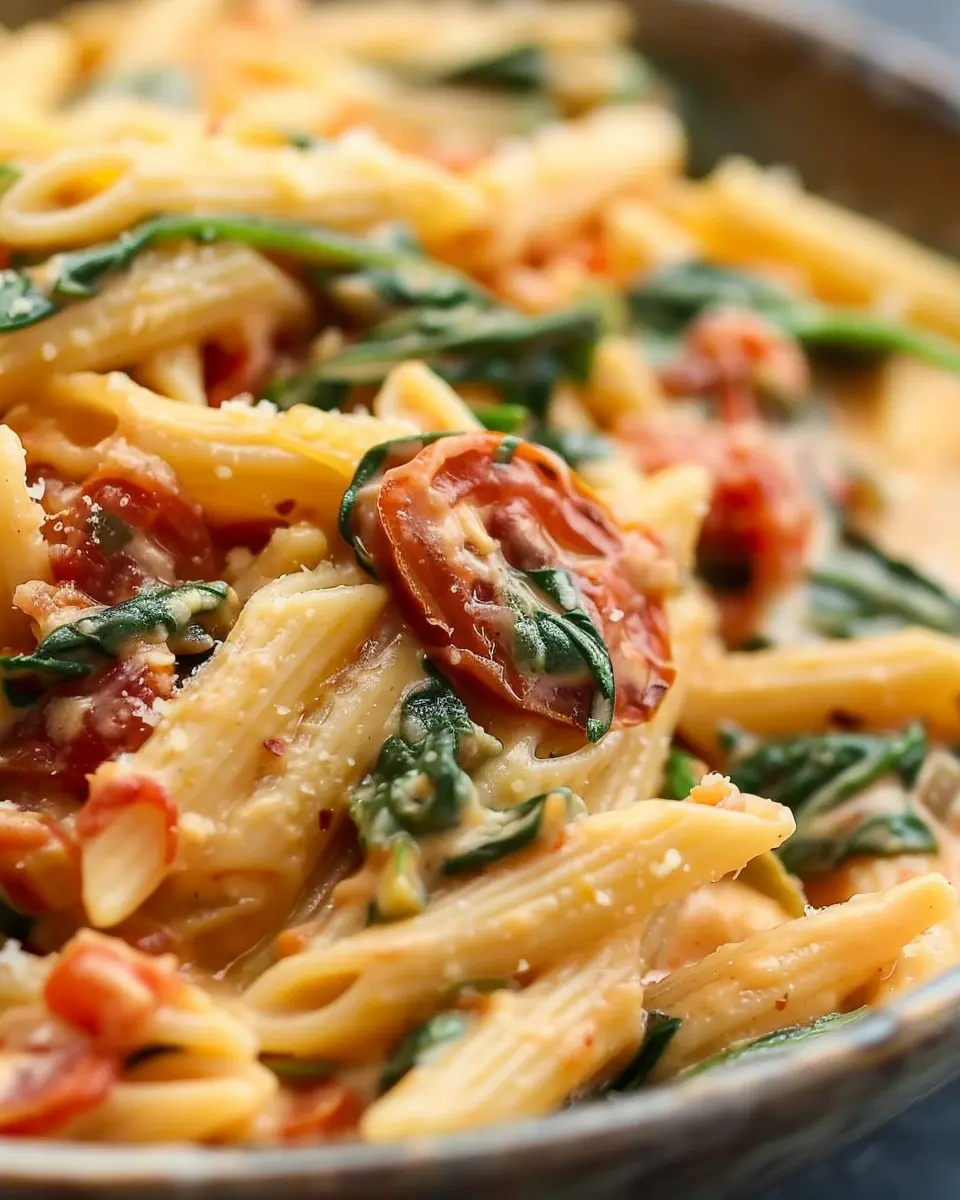 One-Pot Spinach Tomato Pasta with Turkey Bacon: A Comforting Delight