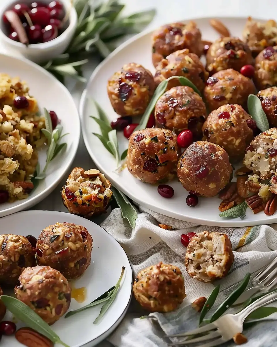Festive Cranberry Turkey Stuffing Balls with Savory Sage Delight