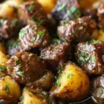 Garlic Butter Beef Bites & Potatoes make a perfect dinner