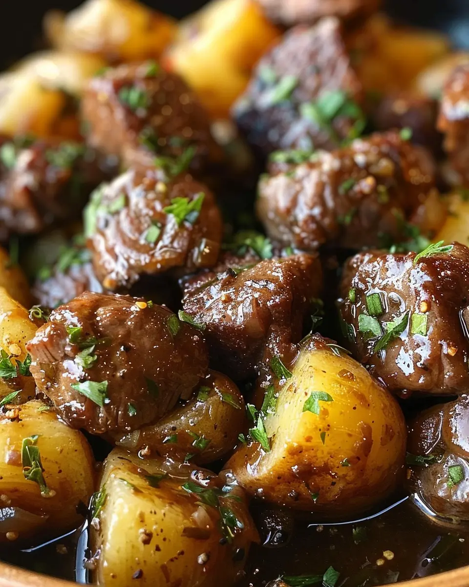 Garlic Butter Beef Bites &amp; Potatoes make a perfect dinner for family nights