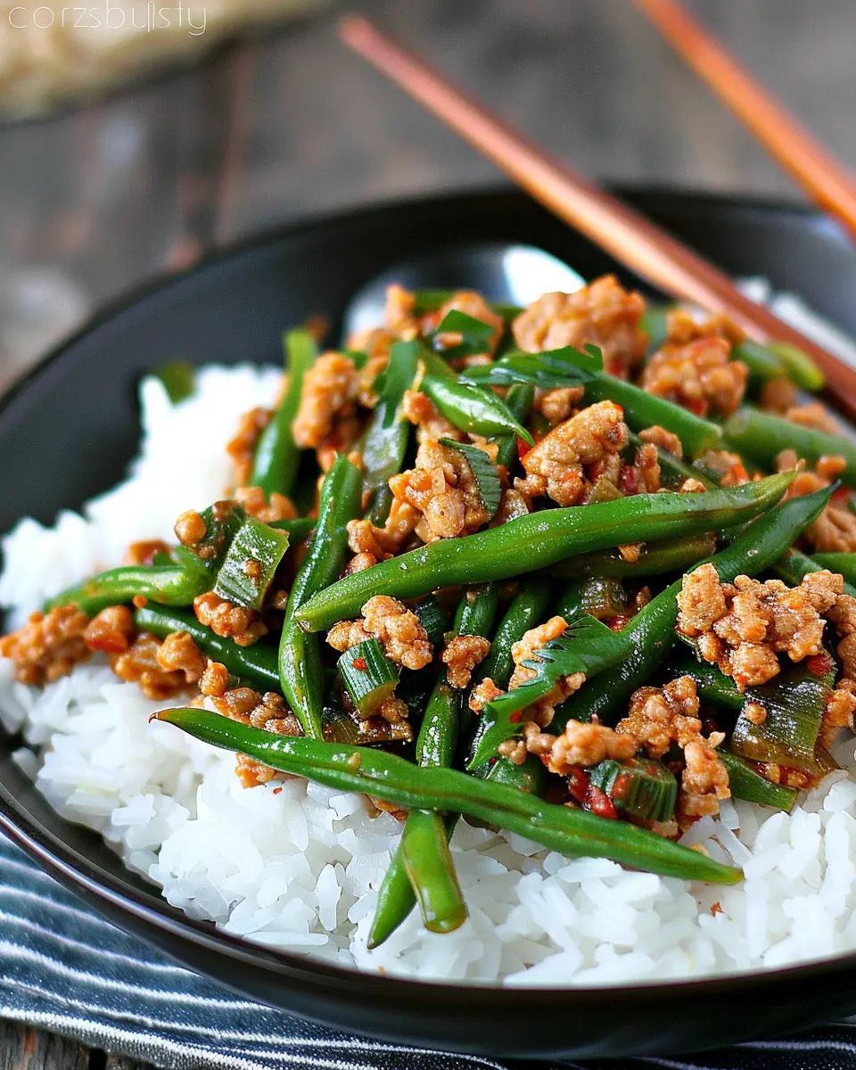 Asian Ground Turkey with Green Beans and Rice: A Simple, Savory Delight