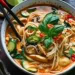 Thai Red Curry Noodle Soup with Chicken