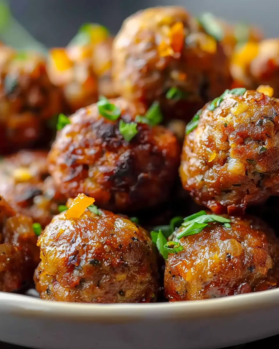 Sausage Balls Easy Fall Appetizer with Turkey Bacon and Chicken Ham