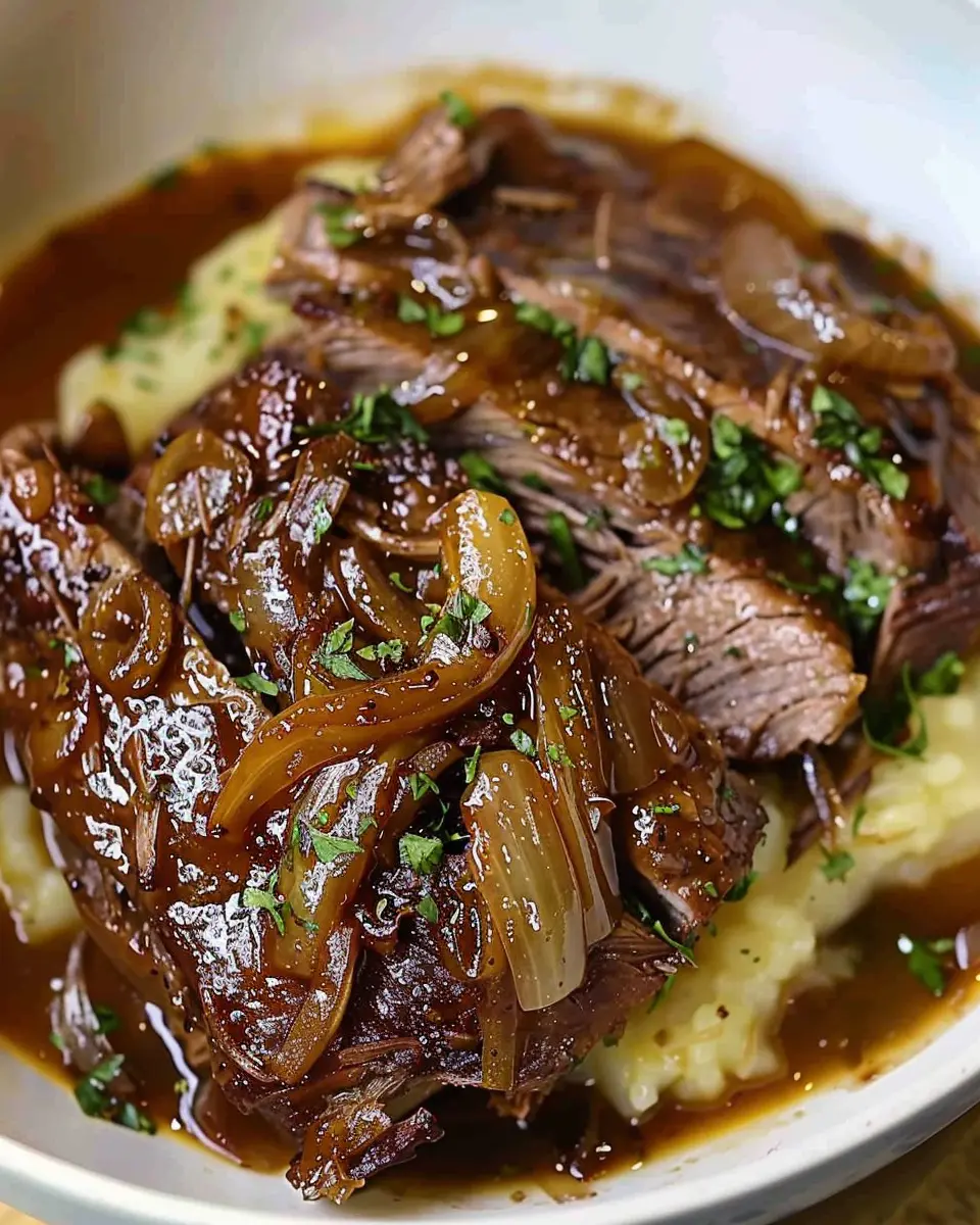French Onion Pot Roast: Easy Recipe with Turkey Bacon Twist