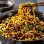 Quick Mongolian Ground Beef Noodles