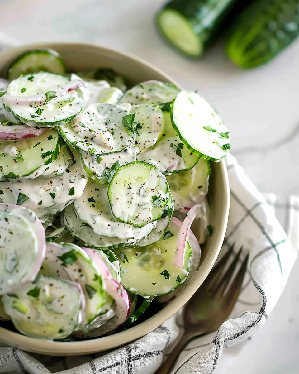Creamy Cucumber Salad: Easy Refreshing Twist with Turkey Bacon