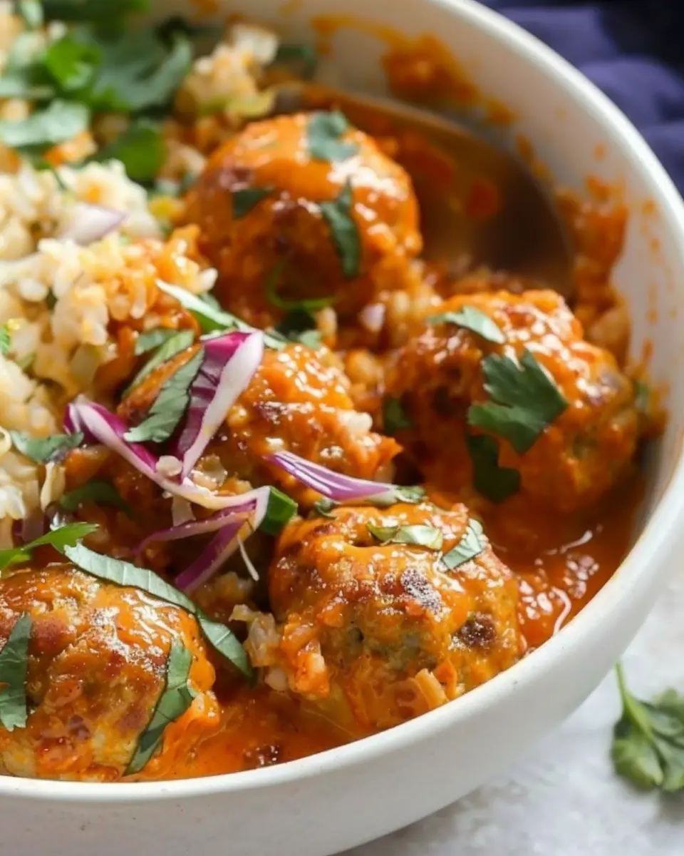 Red Coconut Curry Meatballs: Easy Recipe with Cauliflower Rice